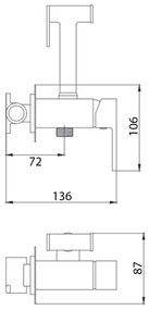 Aqualine - Rubinetto per bidet con doccia da incasso cromo lucido