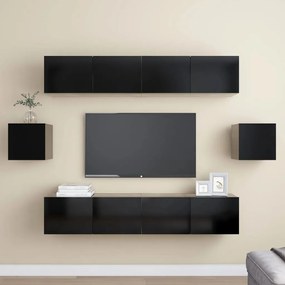 Set Di Mobili Porta Tv 6 Pz Nero İn Legno Multistrato /