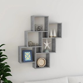 Mensola Parete Cubo Grigio Cemento 78x15x93cm Legno Multistrato /