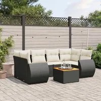 Set Divani da Giardino con Cuscini 7pz Nero Polyrattan 3224901