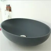 Lavabo da appoggio in solitex color ovale, colore grigio antracite