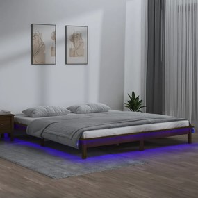 Giroletto Con Led Senza Materasso Ambra 160x200 Legno Massello /