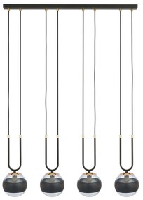 Lampadario Moderno Crio Acciaio Nero 4 Luci E14 Ip20