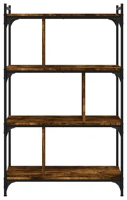 Libreria rovere fumo 4 ripiani 76x32x123 cm legno multistrato