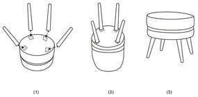 Sgabello imbottito nero Paris, ⌀ 35 cm - Mauro Ferretti