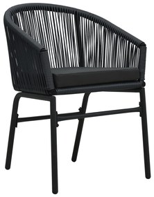 Set mobili da pranzo per giardino 7 pz nero