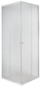 Box doccia angolare con porta scorrevole, vetro smerigliato 4 mm, L 80-90 cm x L 80 cm, H 185 cm, bianco Plumin 2.0