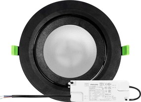 Faro LED Incasso 42W Nero Orientabile Foro Ø210mm con driver Philips Colore Bianco Variabile CCT