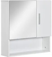 Mobiletto Specchiera da Bagno 2 Ante 1 Ripiano 54x15,2x55,3 cm in Legno Bianco