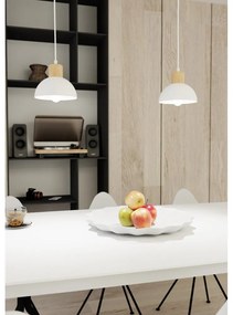Lampada a sospensione in acciaio e legno SECO 1 E27 bianco Colore del corpo Bianco