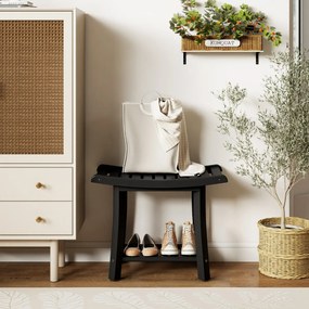 Costway Panca da doccia impermeabile con sedile curvo ripiano per riporre gli oggetti, Sgabello da bagno versatile 3 Colori