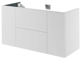 Mobile sottolavabo, lavabo e colonna per mobile bagno Neo per vasca centrale bianco e maniglia bronzo spazzolato L 105 x H 32 x P 48 cm, 2 ante 3 cassetti