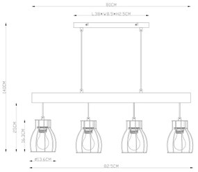 Globo 15326-4N - Lampadario a sospensione con filo MINA 4xE27/40W/230V