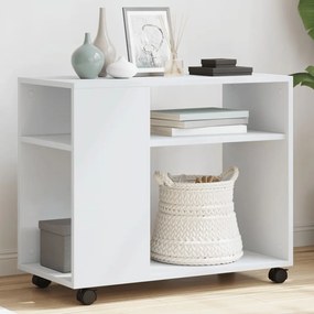 Tavolino Con Ruote Bianco 70x35x60 Cm İn Truciolato /