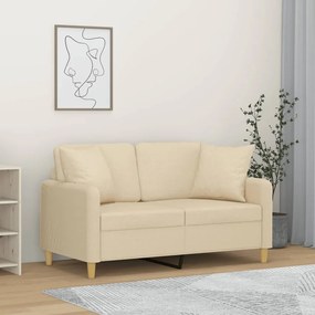 Divano A 2 Posti Con Cuscini Crema 120 Cm İn Tessuto /