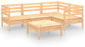 Set salotto da giardino 5 pz in legno massello di pino