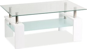 Tavolino da salotto Lisa Basic II in vetro e MDF bianco – 100x60x55 cm