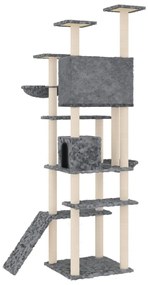 Albero per gatti con tiragraffi in sisal grigio scuro 191 cm
