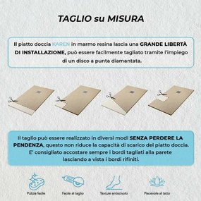 Piatto doccia resina 70x70 su misura tortora effetto pietra Karen