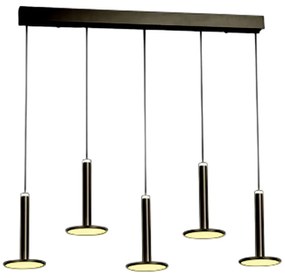 Lampadario A Sospensione Moderno Tua Metallo Lgp Nero 5 Led 45W Doppia Emissione