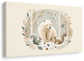Quadro su tela – Orso e animali del bosco nella foresta