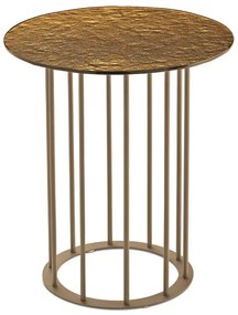 Tavolino tondo D45 cm con base in metallo Beige e piano in vetro martellato Ambra MUTE