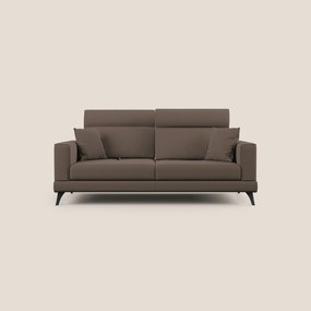 Slide Divano con schienali traslanti e poggiatesta in tessuto simil cotone impermeabile T19 marrone