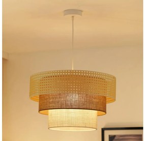 Brilagi - Lampadario a cavo CEDAR LUNETA 1xE27/15W/230V Ø45 rattan marrone crema
