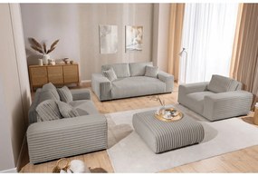 Divano grigio chiaro con rivestimento in velluto a coste 178 cm Justin – Ropez