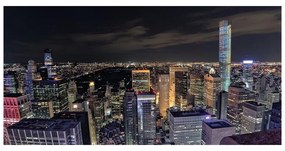 Stampa su tela New York di notte dall'alto, multicolore 190 x 90 cm