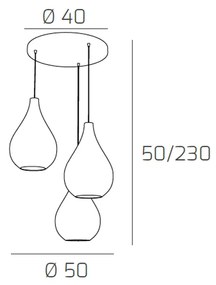 Sospensione Contemporanea Drop Metallo E Vetro Cromo 3 Luci E14