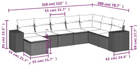 Set divano da giardino 8 pz con cuscini grigio in polyrattan