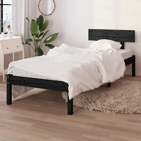 Giroletto Nero İn Legno Massello Di Pino 90x200 Cm /
