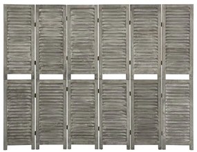 Divisorio A 6 Pannelli Grigio 214x166 Cm İn Legno Massello /