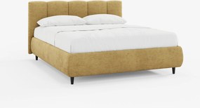 ARKAM letto imbottito con vano contenitore e testiera a lavorazione verticale - design shabby chic in tessuto certificato Oeko-Tex®