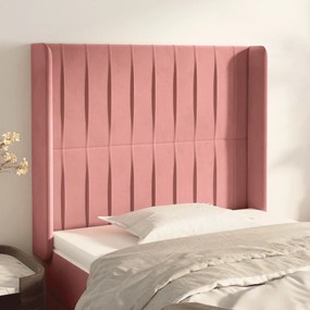 Testiera Ad Orecchio Nera 93x16x118/128 Cm İn Velluto /