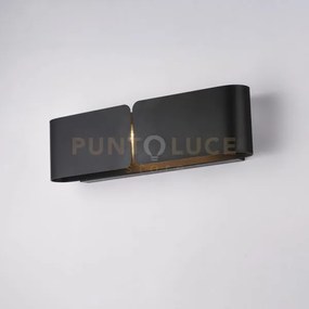 Applique con diffusore taglio laser in ferro laccato nero 2 luci