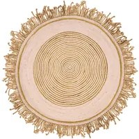 Tappeto in iuta tessuto a mano con nappe decorative Beige 140 cm soggiorno camera da letto