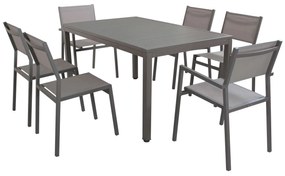 OMEN - set tavolo in alluminio cm 150 x 90 x 74 h con 4 sedie e 2 poltrone Aulus