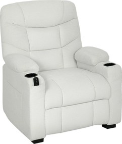 Poltrona Relax Elettrica 94x90x105 cm Reclinabile 150° con Poggiapiedi Funzione Memory Telecomando in Velluto Crema...
