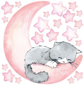 Adesivi murali rosa per bambini Magic Cat - Ambiance