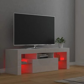 Mobile Porta TV con Luci LED Bianco Lucido 120x35x40 cm