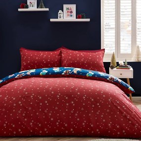 Set copripiumino e federa da bambini rosso e blu per culla 120x150 cm Christmas Elves – Catherine Lansfield