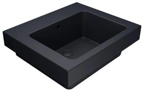 Lavabo a incasso e d'appoggio rettangolare vasca centrale Alaqua L 60 x H 25 x P 21 cm in ceramica grigio opaco