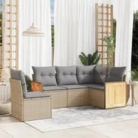 Set Divano da Giardino 5 pz con Cuscini Beige in Polyrattan 3227655