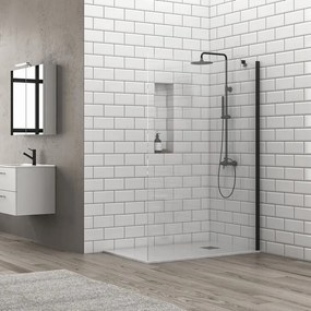 Doccia walk in 90 cm profilo nero con staffa diagonale | KS2800NT - KAMALU
