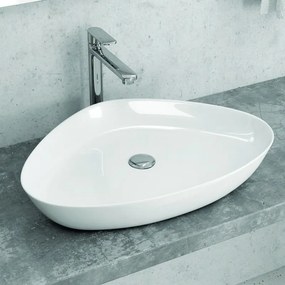 Lavabo bagno da appoggio 59cm ceramica bianca | Litos-0009 - KAMALU