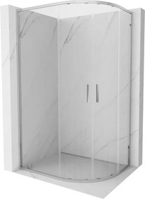 Mexen Exo-S Duo cabina doccia semicircolare asimmetrica scorrevole 100 x 80 cm, trasparente, cromo - 8132-100-080-01-00