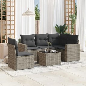 Set Divano da Giardino 6 pz con Cuscini Grigio in Polyrattan