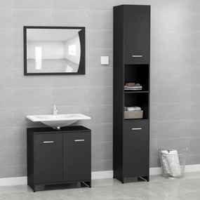 Set mobili da bagno 3 pz nero in truciolato